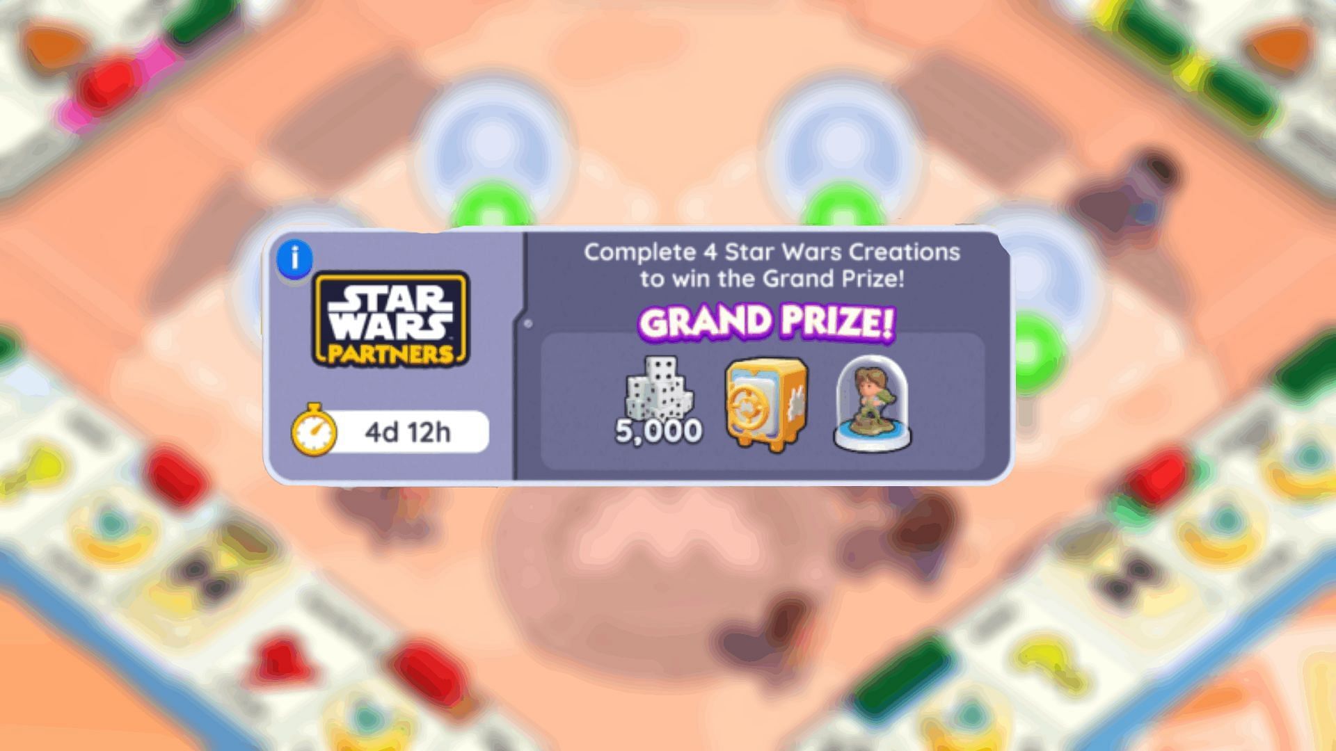 Grand Prize for the Star Wars Partners event in Monopoly Go (Image via Scopley)